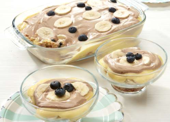Trifle met pudding en banaan