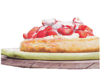 Bakkerij, gebak – Vanille-citroen-kaastaart met aardbeien