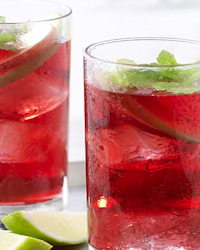 Cocktail, alc vrij – Cranberrymocktail met appel en munt