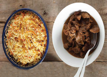 Hoofdgerechten, lamsvlees, rijst – Lamsstoofvlees met sinas-rijst